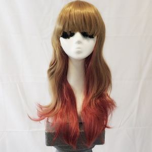 New blonde and red wig with thick bangs cosplay
